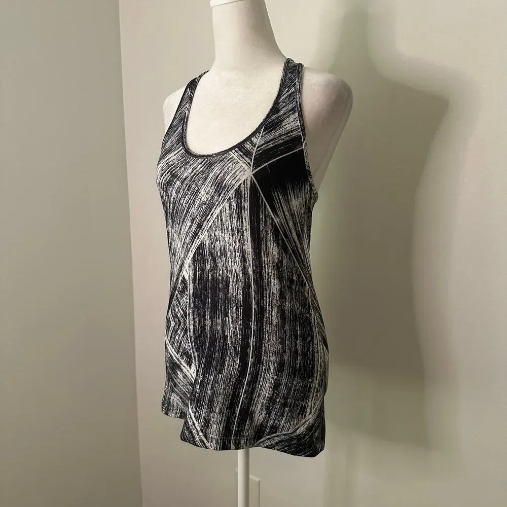 Lululemon black & white stripe pattern Cool racerback tank top